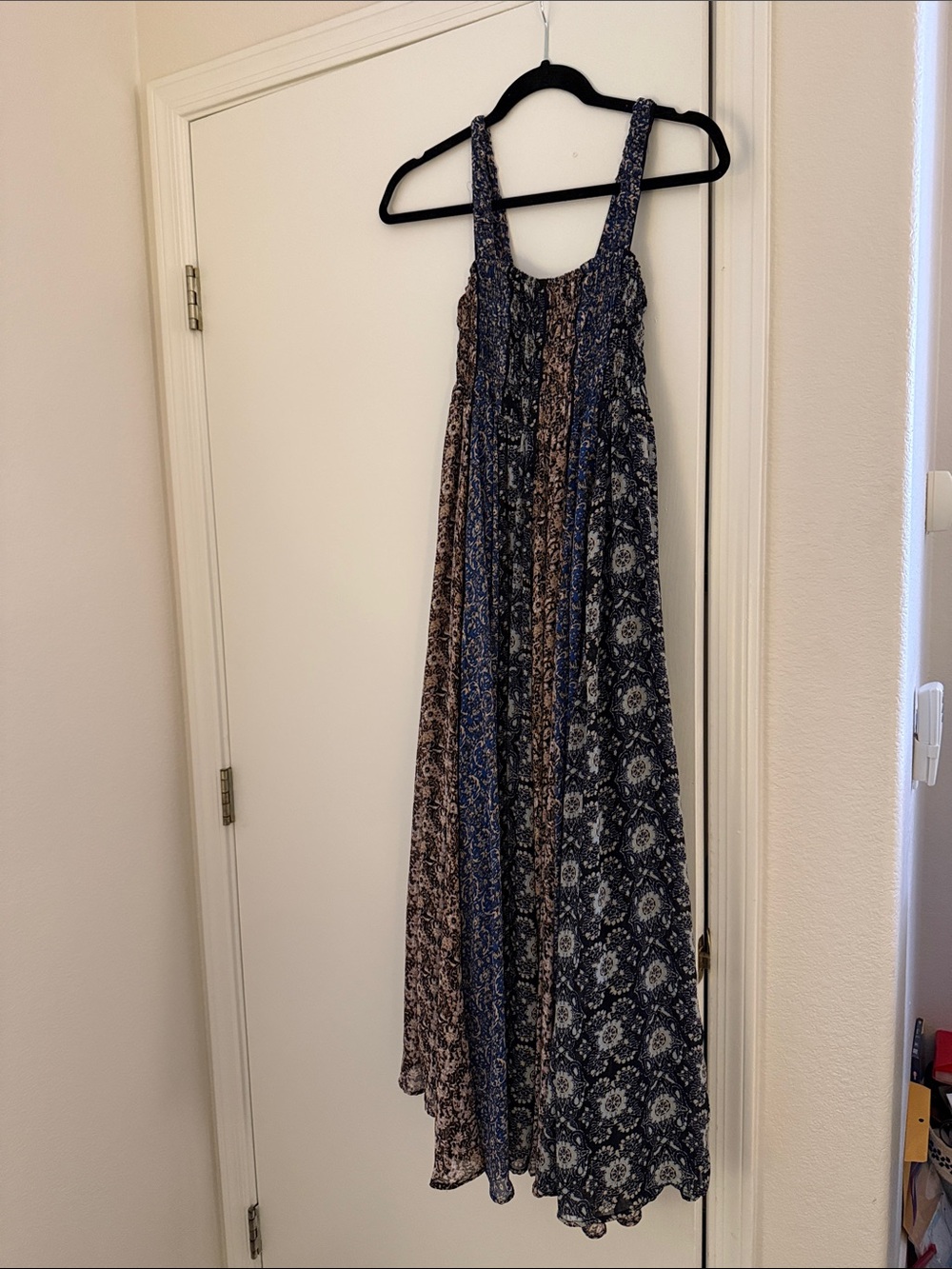 Free People Mixed Navy and Brown Printed Maxi Dress